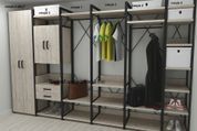 Шафа Гардероб Уні секція 7 серії Конект Ferrum-decor 220x60x50 см Чорний метал ДСП Дуб Сан-Марино 16 мм (FRD-106903)