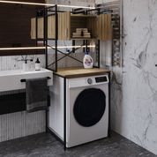 Стелаж-полиця Бафрум 404 Ferrum-decor для пральної машини 178x70,5x60,5 Чорний метал ДСП Дуб Евок Прибережний 16 мм (FRD-107604) FRD-107604 фото 4