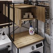 Стелаж-полиця Бафрум 404 Ferrum-decor для пральної машини 178x70,5x60,5 Чорний метал ДСП Дуб Евок Прибережний 16 мм (FRD-107604) FRD-107604 фото 3
