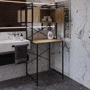 Стелаж-полиця Бафрум 404 Ferrum-decor для пральної машини 178x70,5x60,5 Чорний метал ДСП Дуб Евок Прибережний 16 мм (FRD-107604) FRD-107604 фото 5