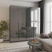 Шкаф 4-дверный MebelStar Оскар Gloss ДСП BL-B, стандарт 200x52x220 см Антрацит MBS-GL-211 фото