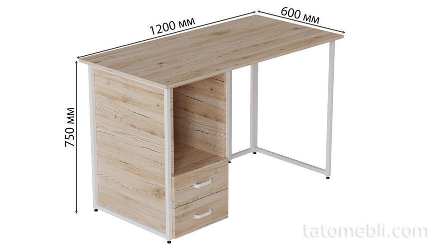Комп'ютерний стіл Ferrum-decor Отто 75x120x60 білий ДСП Дуб Сан-Марино 16мм (FRD-101024) FRD-101024 фото