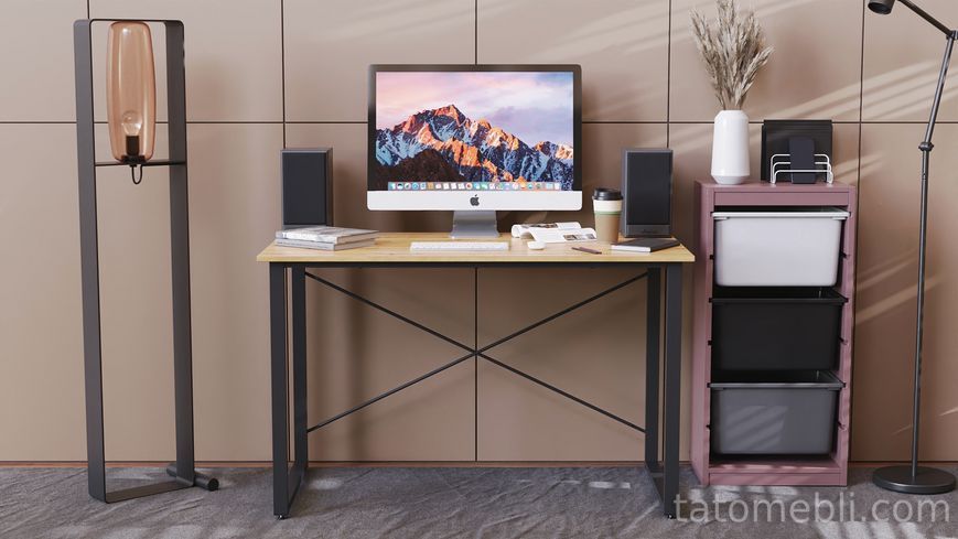 Компьютерный стол Ferrum-decor Дейв 75x140x60 черный ДСП Дуб Артизан 16мм (FRD-107053) FRD-107053 фото