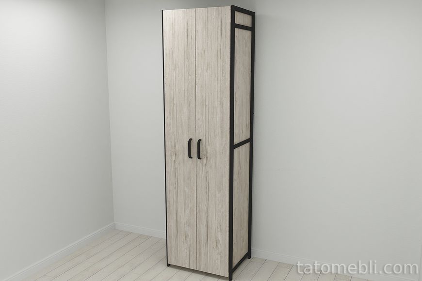 Шафа Гардероб Уні секція 7 серії Конект Ferrum-decor 220x60x50 см Чорний метал ДСП Дуб Сан-Марино 16 мм (FRD-106903) FRD-106903 фото