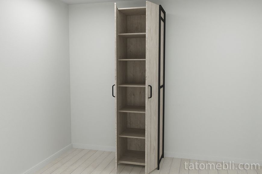 Шафа Гардероб Уні секція 7 серії Конект Ferrum-decor 220x60x50 см Чорний метал ДСП Дуб Сан-Марино 16 мм (FRD-106903) FRD-106903 фото