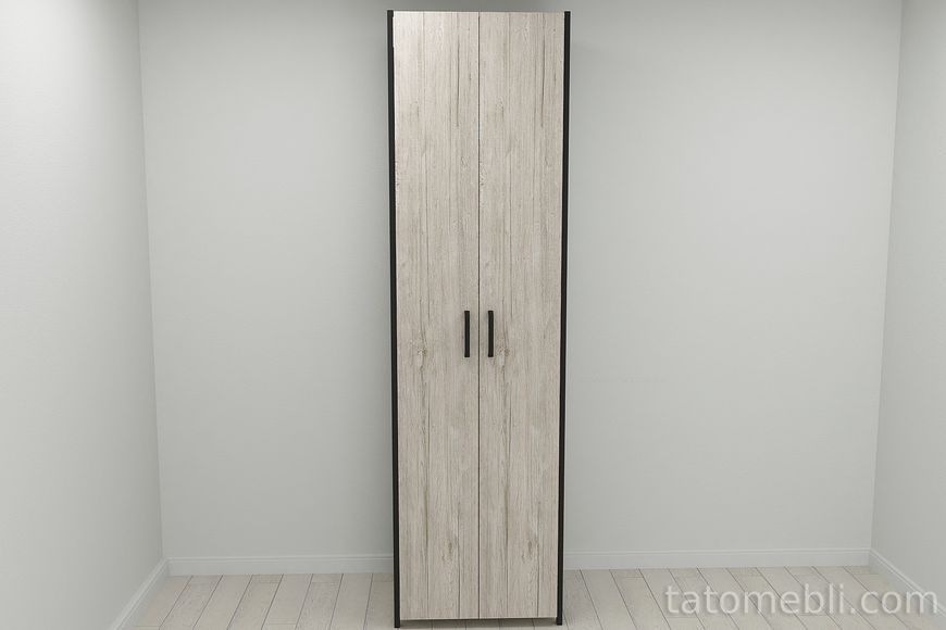 Шафа Гардероб Уні секція 7 серії Конект Ferrum-decor 220x60x50 см Чорний метал ДСП Дуб Сан-Марино 16 мм (FRD-106903) FRD-106903 фото