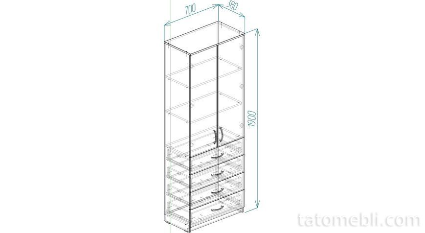 Шкаф Анжело Ferrum-decor на 3 полок с 2 дверями и 4 ящика 1900x700x380 ДСП Дуб Сонома 16 мм (FRD-105028) FRD-105028 фото