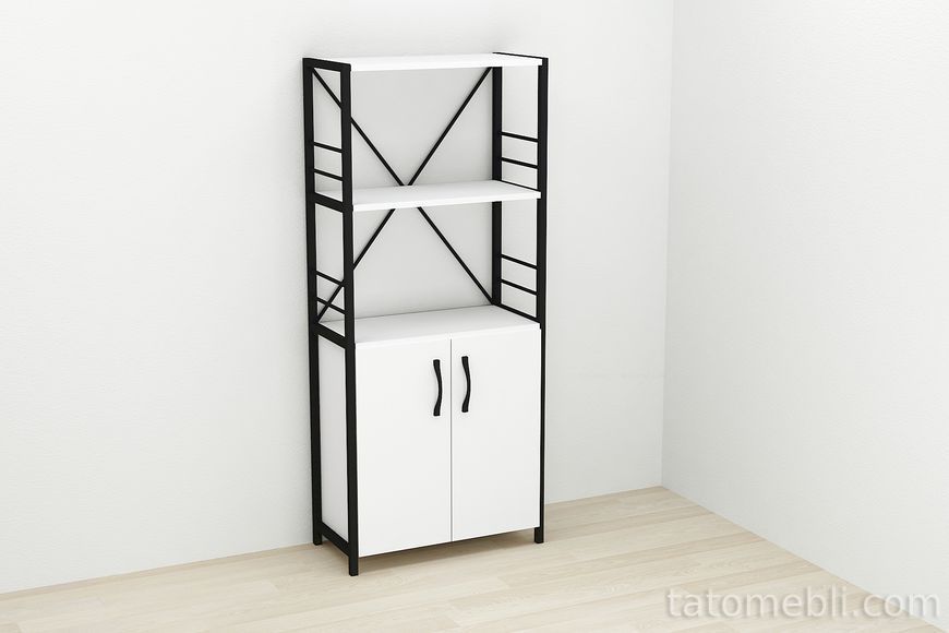 Етажерка 3/60 Ferrum-decor Серії Конект із тумбою 144x60x28 Чорний ДСП Біле (FRD-104442) FRD-104442 фото