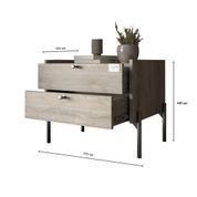 Тумба приліжкова LION Wood з двома шухлядами Дуб Артизан (чорні ножки) (LION-041348) LION-041348 фото 3