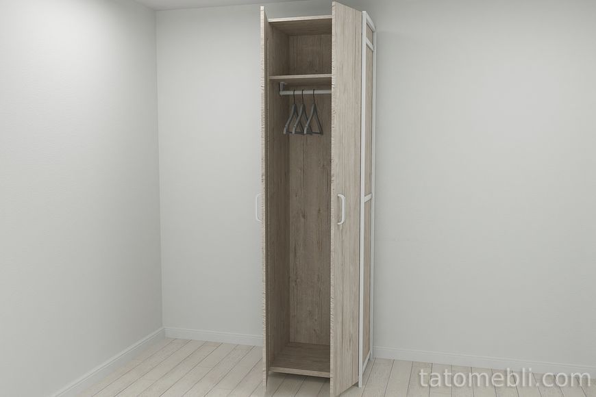 Шафа Гардероб Уні секція 6 серії Конект Ferrum-decor 220x60x50 см Білий метал ДСП Дуб Сан-Марино 16 мм (FRD-106913) FRD-106913 фото