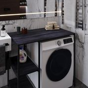 Стелаж-полиця Бафрум 405 Ferrum-decor для пральної машини 90x101x60,5 Чорний метал ДСП Каштан Арвадонна 16 мм (FRD-107615) FRD-107615 фото 4