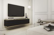 Тумба під телевізор навісна Perfect Home Оро / Oro 2-дверна RTV135 Чорний (PFH-091352) PFH-091352 фото 1