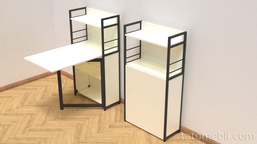 Стіл книжка з етажеркою Практик 1 Ferrum-decor 1200x640x990 Чорний метал ДСП Біле 16 мм (FRD-104611) FRD-104611 фото