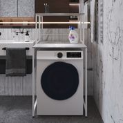 Стелаж-полиця Бафрум 402 Ferrum-decor для пральної машини 133,5x70,5x60,5 Білий метал ДСП Бетон 16 мм (FRD-107367) FRD-107367 фото 3