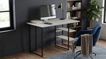 Стіл письмовий Кевін Ferrum-decor 75x100x60 Чорний метал ДСП Кашемір 16 мм (FRD-108117) FRD-108117 фото