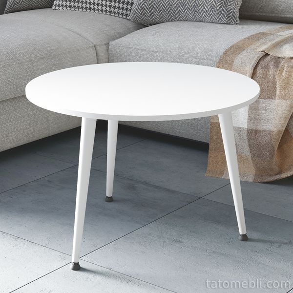 Журнальний круглий стіл OPTIMA 1 ніжки конусні Ferrum-decor 450x670x670 Білий метал ДСП Білий 16 мм (FRD-107467) FRD-107467 фото