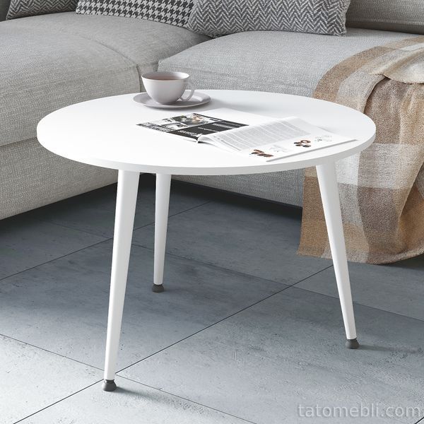 Журнальний круглий стіл OPTIMA 1 ніжки конусні Ferrum-decor 450x670x670 Білий метал ДСП Білий 16 мм (FRD-107467) FRD-107467 фото