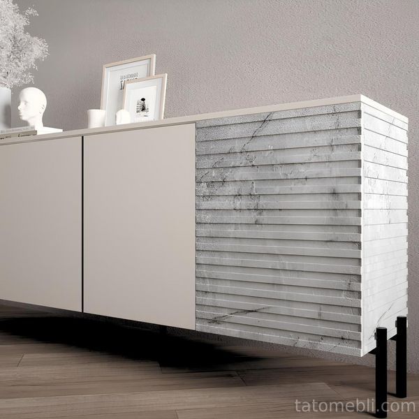 Комод на золотих металевих ніжках LION Грей 204x38x76,5 см Бетон Style/Дерево (LION-042655) LION-042655 фото
