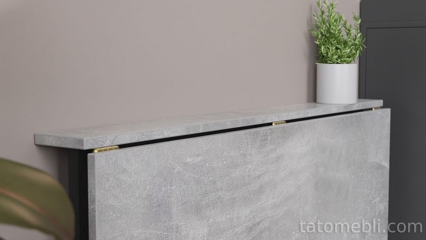 Стол раскладной Морис 900 Ferrum-decor 750x900x500 Черный металл ДСП Бетон 16 мм (FRD-107317) FRD-107317 фото