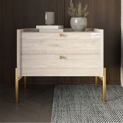 Тумба прикроватная LION Wood с двумя ящиками Самоа Дымчатый (золотые ножки) (LION-041344) LION-041344 фото 1