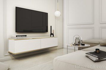 Тумба под телевизор навесная Perfect Home Оро/Oro 2-дверная RTV135 MDF Белый (PFH-091354) PFH-091354 фото