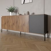 Комод в гостиную на черных металлических ножках LION Грей 204x38x76,5 см Дуб Ливорно/Асфальт (LION-042461) LION-042461 фото 1