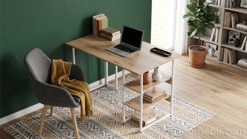 Стіл письмовий Кевін Ferrum-decor 75x120x70 Білий метал ДСП Дуб Евок Прибережний 16 мм (FRD-108070) FRD-108070 фото