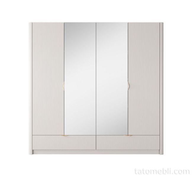 Шкаф для одежды Perfect Home Ланте/Lante 4-дверный с зеркалом и золотыми ручками 4D2S/213 Беж (PFH-091124) PFH-091124 фото