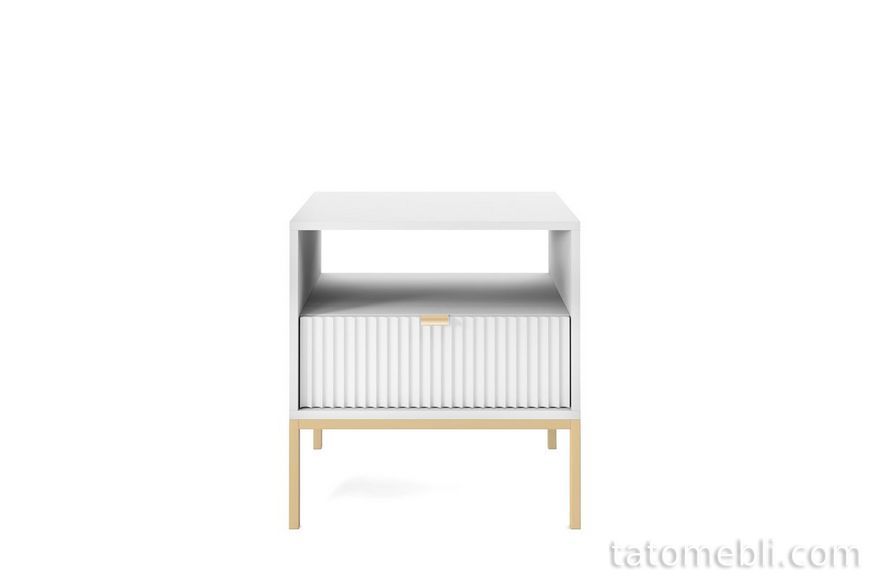 Тумба прикроватная Perfect Home Новая/Nova с 1 ящиком и золотыми ножками S54 Белый (PFH-091261) PFH-091261 фото