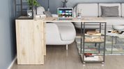 Стол-тумба трансформер Смарт 3/1 с этажеркой Ferrum-decor 1430x1450x500 Черный металл ДСП Дуб Сан-Марино 16 мм (FRD-105110) FRD-105110 фото 10
