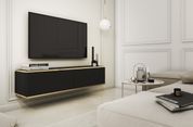Тумба під телевізор навісна Perfect Home Оро / Oro 2-дверна RTV135 MDF Чорний (PFH-091355) PFH-091355 фото 1
