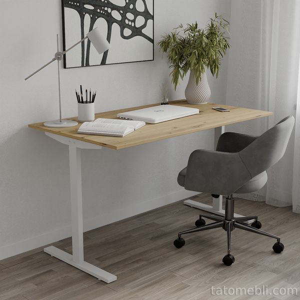 Стол письменный Space Ferrum-decor 750x1400x600 Белый металл ДСП Дуб Артизан 16 мм (FRD-107971) FRD-107971 фото