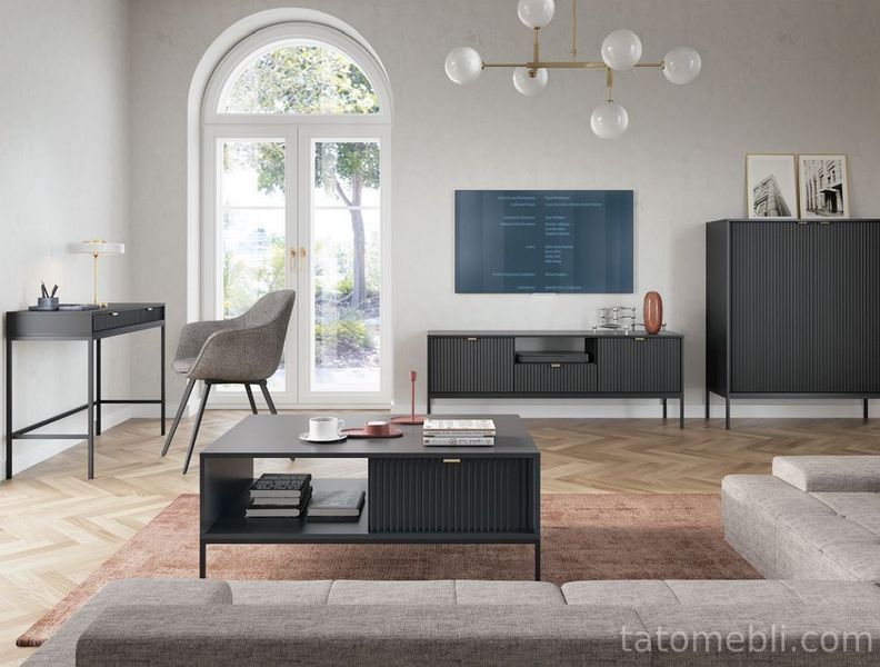 Стол туалетный Perfect Home Новая/Nova с 2 ящиками и черными ножками T104 Черный (PFH-091264) PFH-091264 фото