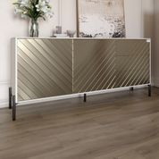 Комод з чорними металевими ніжками LION Амарант 168x40x76,5 см Бетон Style/Перламутровий металік (LION-041923) LION-041923 фото 1