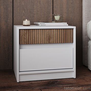 Тумба приліжкова Еверест Стайл-500 50,2х39х44,2 см Німфея Альба (білий)/Канелла (DTM-073575) DTM-073575 фото