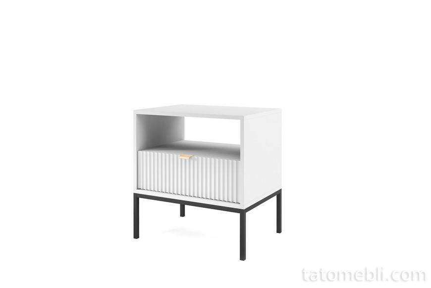 Тумба прикроватная Perfect Home Новая/Nova с 1 ящиком и черными ножками S54 Белый (PFH-091260) PFH-091260 фото