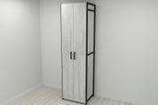Шафа Гардероб Уні секція 7 серії Конект Ferrum-decor 220x60x50 см Чорний метал ДСП Бетон 16 мм (FRD-106904) FRD-106904 фото 2