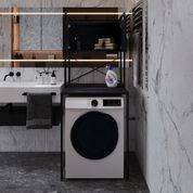 Стелаж-полиця Бафрум 404 Ferrum-decor для пральної машини 178x70,5x60,5 Чорний метал ДСП Каштан Арвадонна 16 мм (FRD-107605) FRD-107605 фото 3