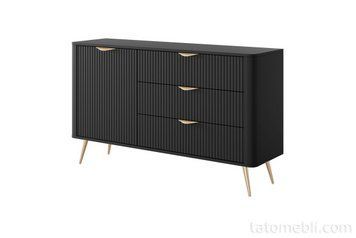 Комод Perfect Home Ланте / Lante 1-дверний з 3 шухлядами і золотими ніжками 1D3S/138 Чорний (PFH-091192) PFH-091192 фото