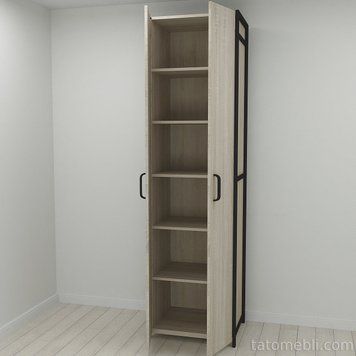 Шафа Гардероб Уні секція 7 серії Конект Ferrum-decor 220x60x50см Чорний метал ДСП Дуб Сонома 16 мм (FRD-104561) FRD-104561 фото