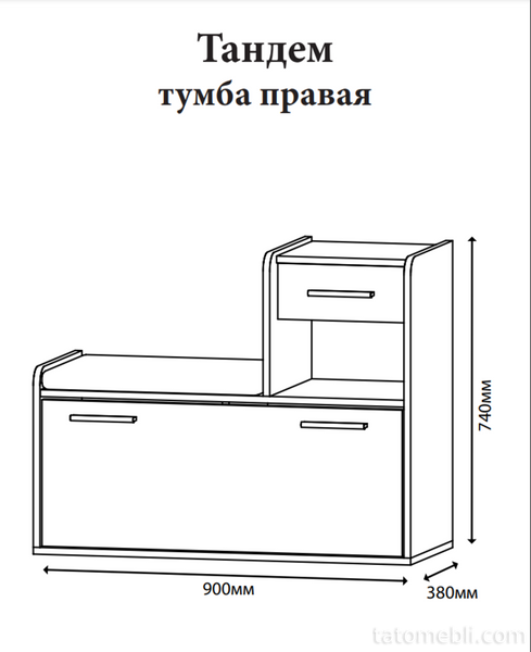 Тумба для обуви Эверест Тандем (правая) Дуб сонома/Белый (DTM-073855) DTM-073855 фото