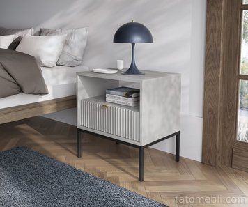 Тумба приліжкова Perfect Home Нова / Nova з 1 шухлядою і чорними ніжками S54 Сірий (PFH-091258) PFH-091258 фото