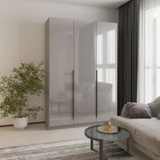 Шафа 3-дверна MebelStar Оскар Gloss ДСП BL-B, стандарт 150x52x220 см Сіра мишка/Сірий MBS-GL-156 фото