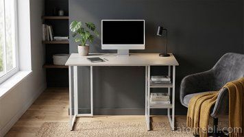 Стіл письмовий Кевін Ferrum-decor 75x120x60 Білий метал ДСП Кашемір 16 мм (FRD-108124) FRD-108124 фото