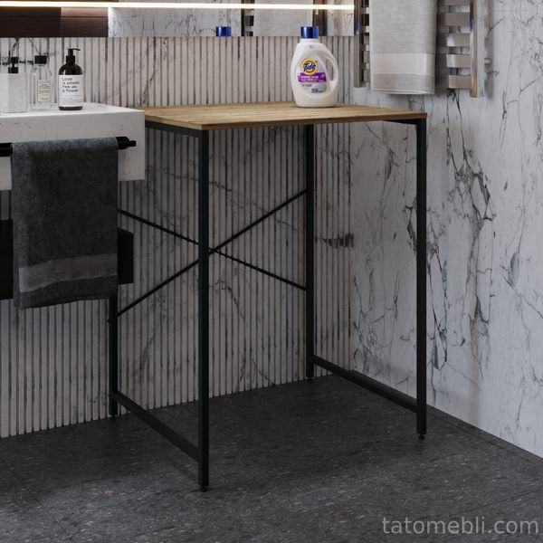 Стеллаж полка Бафрум 401 Ferrum-decor для стиральной машины 90x70,5x60,5 Черный металл ДСП Дуб Евок Прибрежный 16 мм (FRD-107574) FRD-107574 фото