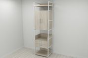 Шкаф Гардероб Уни секция 5 серии Конект Ferrum-decor 220x60x50см Белый металл ДСП Дуб Сонома 32 мм (FRD-104521) FRD-104521 фото 6