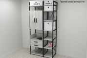 Шафа Гардероб Уні секція 1 серії Конект Ferrum-decor 220x60x50 см Чорний метал ДСП Бетон 32 мм (FRD-106874) FRD-106874 фото 2