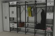 Шафа Гардероб Уні секція 1 серії Конект Ferrum-decor 220x60x50 см Чорний метал ДСП Бетон 32 мм (FRD-106874) FRD-106874 фото 4