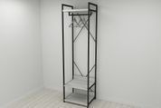 Шафа Гардероб Уні секція 1 серії Конект Ferrum-decor 220x60x50 см Чорний метал ДСП Бетон 32 мм (FRD-106874) FRD-106874 фото 3