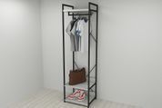 Шафа Гардероб Уні секція 1 серії Конект Ferrum-decor 220x60x50 см Чорний метал ДСП Бетон 32 мм (FRD-106874) FRD-106874 фото 6
